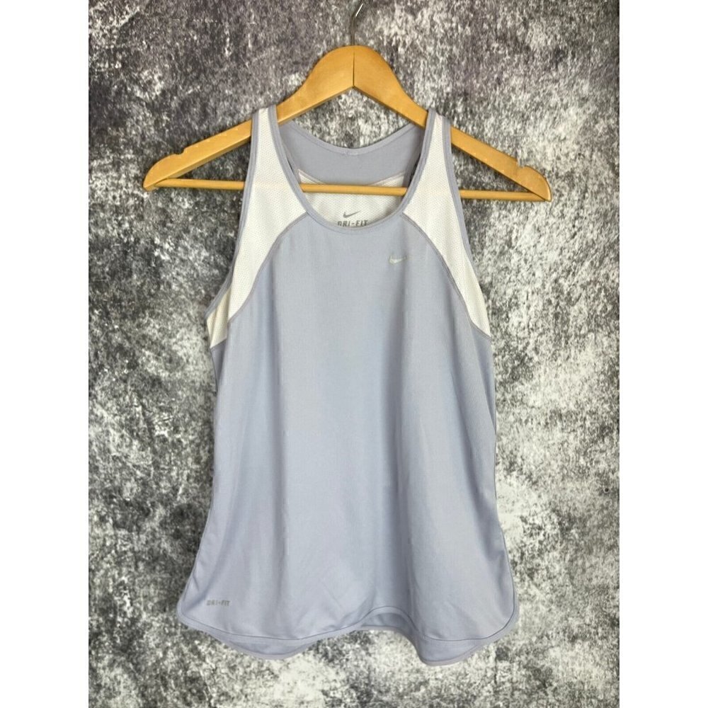 Nike dri fit racer back tank top athletic workout Lilac white women's size M - Picture 1 of 12